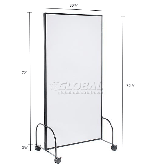 Mobile Office Partition Panel with Whiteboard, 36-1/4"W x 75-1/2"H