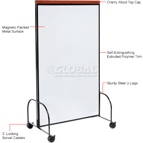 Deluxe Mobile Office Partition Panel with Whiteboard, 36-1/4"W x 65"H
																			