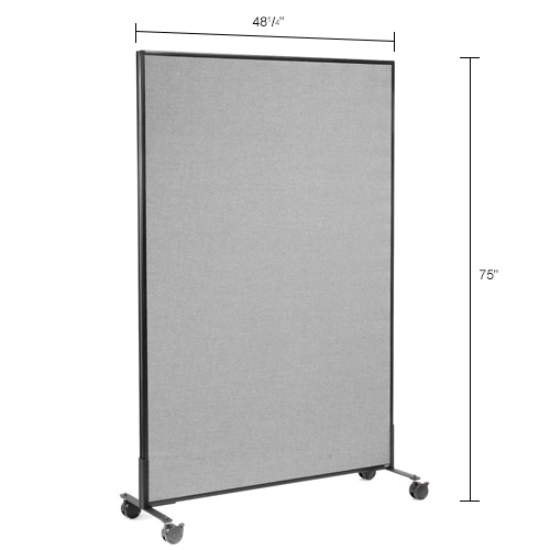 Interion&#174; Mobile Office Partition Panel, 48-1/4"W x 75"H, Gray