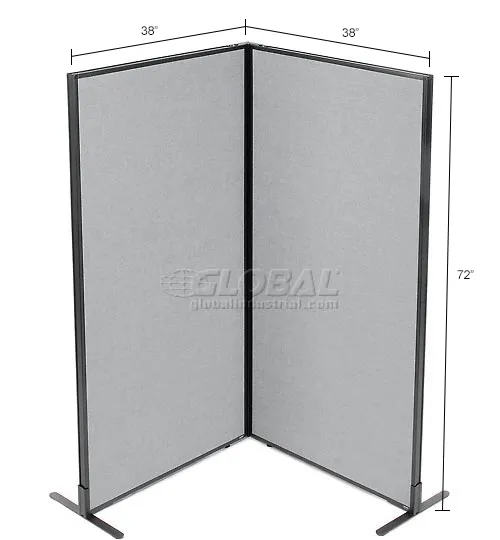 Interion® Freestanding 2-Panel Corner Room Divider, 36-1/4