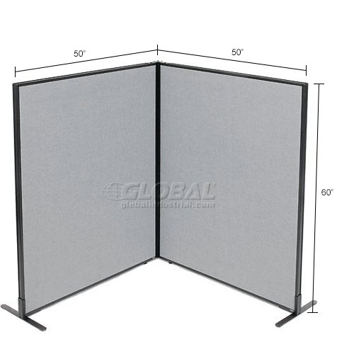 Interion® Freestanding 2Panel Corner Room Divider, 481/4"W x 60"H