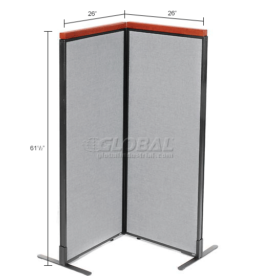 Interion® Deluxe Freestanding 2Panel Corner Room Divider, 241/4"W x