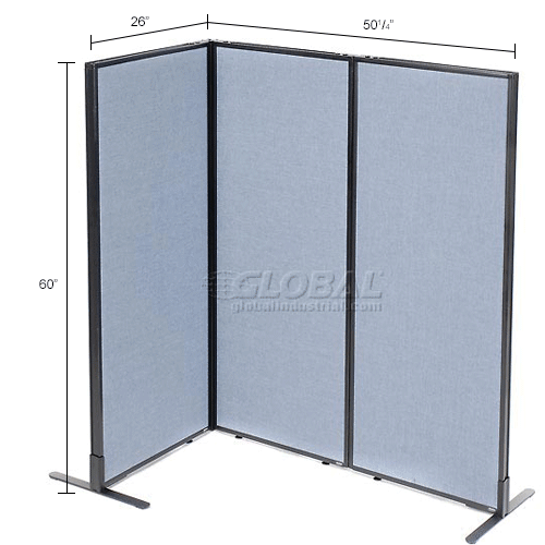 Interion® Freestanding 3Panel Corner Room Divider, 241/4"W x 60"H