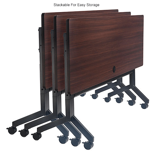 Interion® FlipTop Training Table, 72"L x 24"W, Walnut