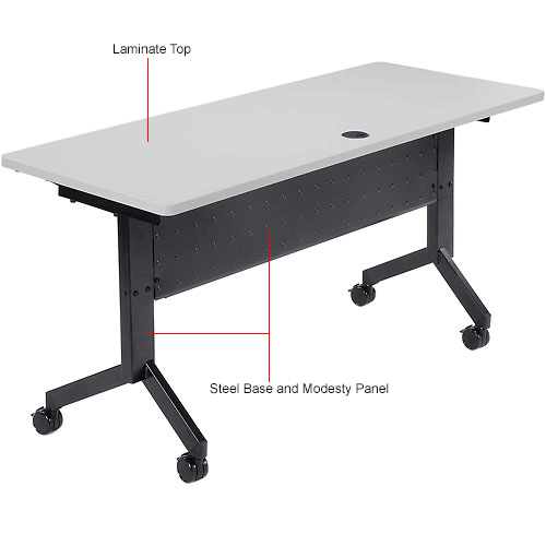 Interion® FlipTop Training Table, 60"L x 24"W, Gray