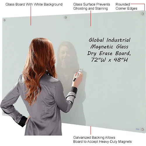 Global Industrial™ Magnetic Glass Whiteboard, 72