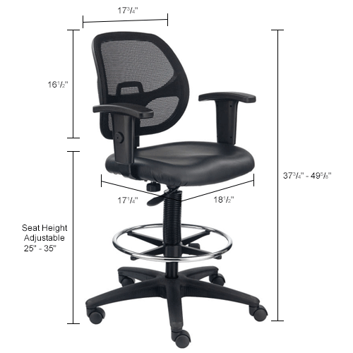 Interion® Vinyl Drafting Stool, Black