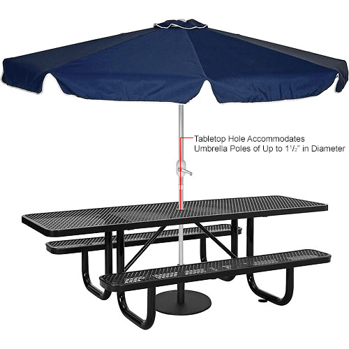 96 in. ADA Expanded Metal Picnic Table, Black
																			