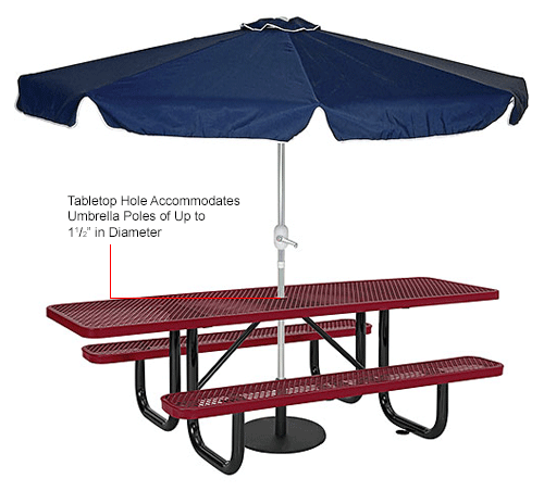 96in ADA Expanded Metal Picnic Table, Red 
																			