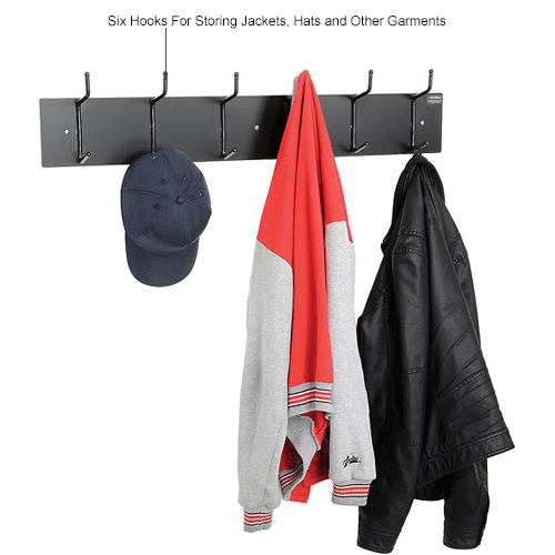 Interion® Wall Mounted Coat Rack Black 695312