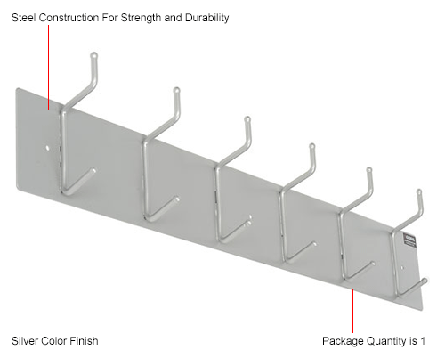 Interion Coat Rack Interion® Wall Mounted Coat Rack - Silver
