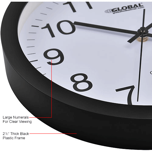 Black Wall Clock – 12 in. - Plastic
																			