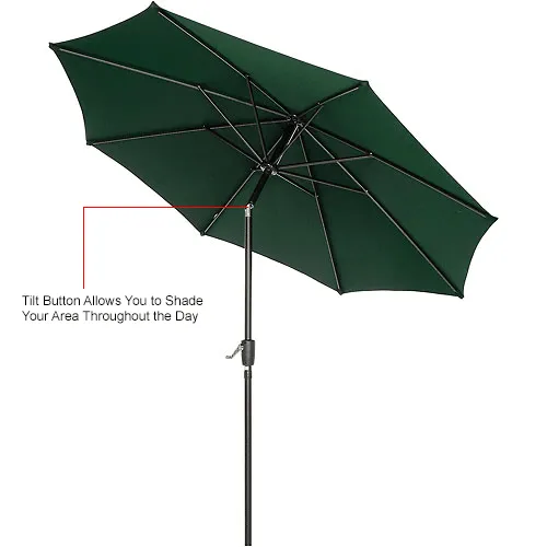 Outdoor Umbrella with Tilt Mechanism, Olefin Fabric, 8-1/2'W, Green Global Industrial