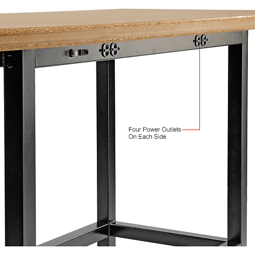 Interion® Standing Height Table with Power 72"L x 36"W x 42"H MDF