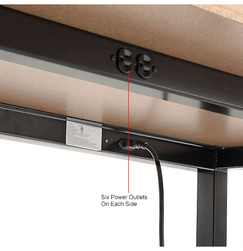 Interion® Standing Height Table With Power, 96"L x 36"W, Natural