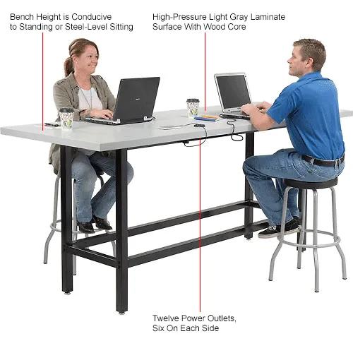 Interion® Standing Height Table With Power, 96