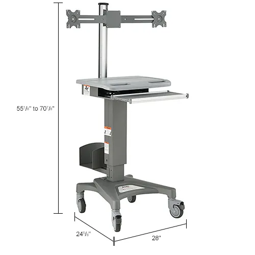 Global Industrial™ Mobile Sit-Stand Computer Workstation With Dual Monitor  Mount, Gray