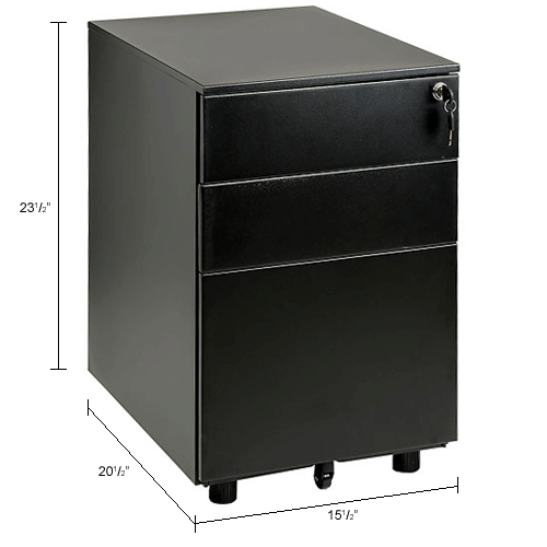 3 Drawer Pedestal for Single & Double Open Office Desks, Black
																			