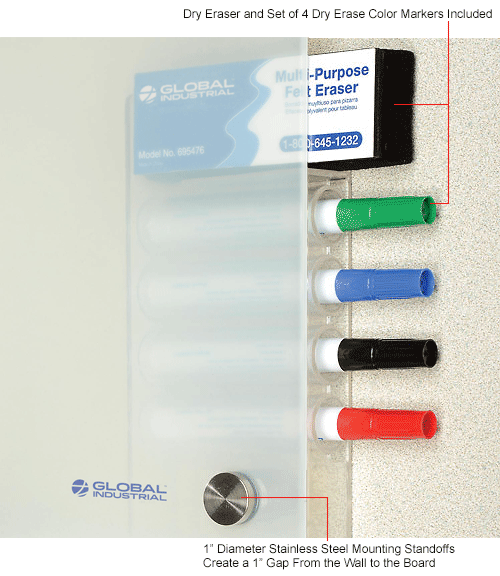 Frosted Glass Dry Erase Board - 48 x 36
																			