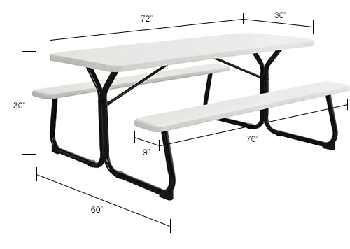 standard height for picnic table bench