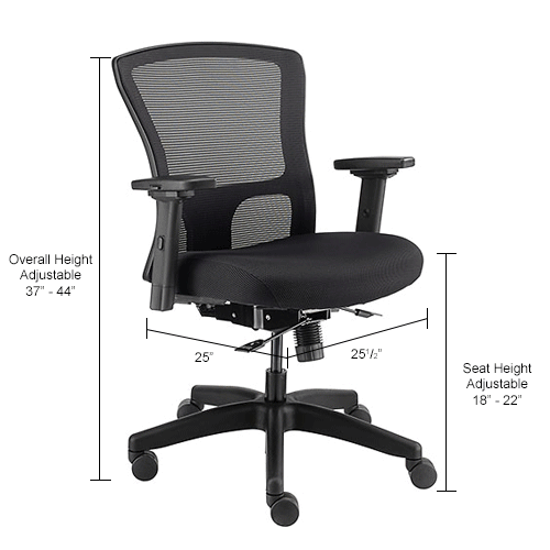 Interion® 24 Hour Mesh Back Chair With Mid Back & Adjustable Arms 