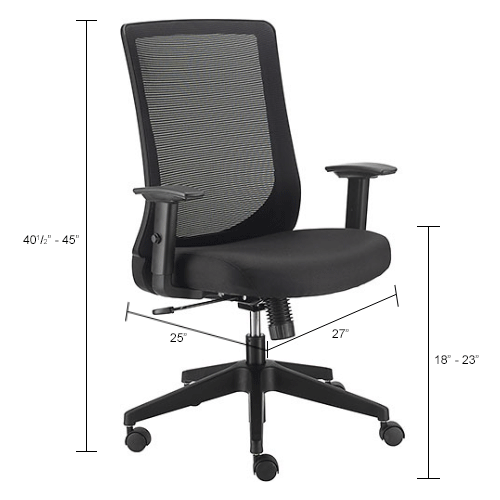 Interion® Mesh Office Chair With Mid Back & Adjustable Arms, Fabric, Black