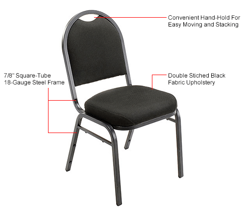 Interion® Banquet Chair With Round Back, Fabric, Black - Pkg Qty 4