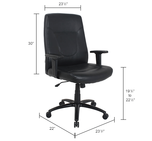 Interion® Antimicrobial Bonded Leather Big & Tall Executive Chair, Black