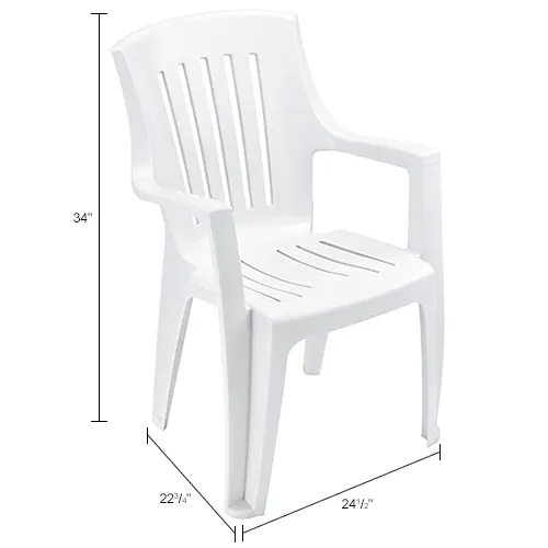 Global Industrial Outdoor Resin Stacking Chair White Pkg Qty 4