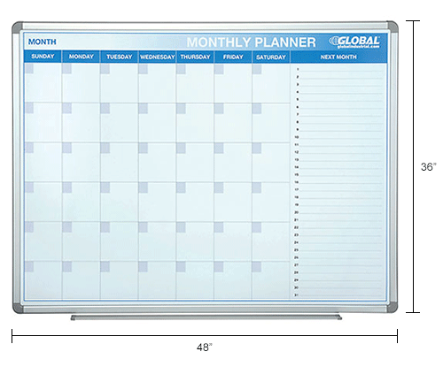 Magnetic Dry Erase Calendar Board - 48 x 36
