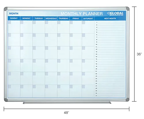 Dry Erase Monthly Magnetic Planning Whiteboards