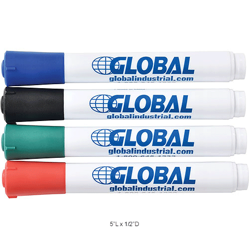 Global Industrial Dry Erase Marker, 4 Pack