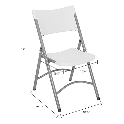 Folding Chair - Blow Molded Resin - White - Pkg Qty 4
																			