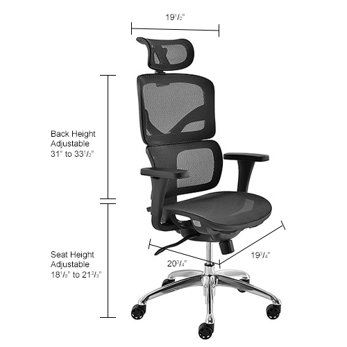 Interion® Ergonomic Chair With High Back & Adjustable Arms, Mesh, Black