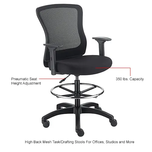 Interion® Mesh Back Task Stool, Black - Office Supply Hut