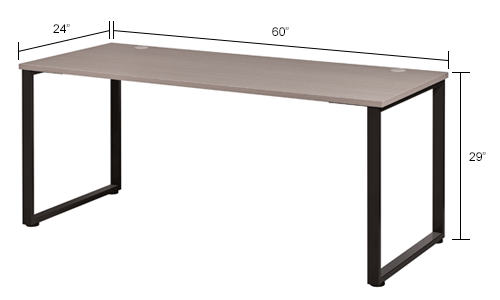Open Plan Office Desk - 60"W x 24"D x 29"H - Gray Top with Black Legs