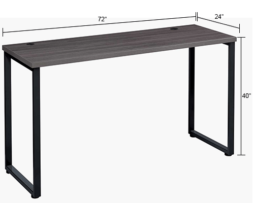 Open Plan Standing Height Desk - 72"W x 24"D x 40"H - Charcoal Top with Black Legs