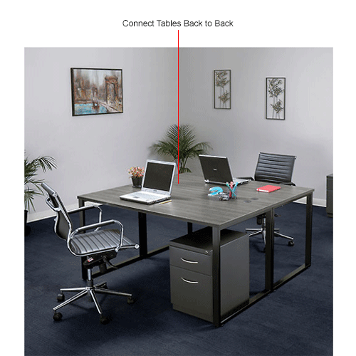 Open Plan Office Desk - 60"W x 24"D x 29"H - Charcoal Top with Black Legs
																			
