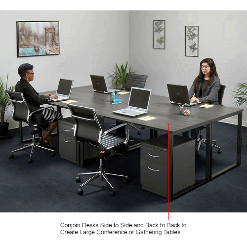 Open Plan Office Desk - 60"W x 30"D x 29"H - Charcoal Top with Black Legs
																			