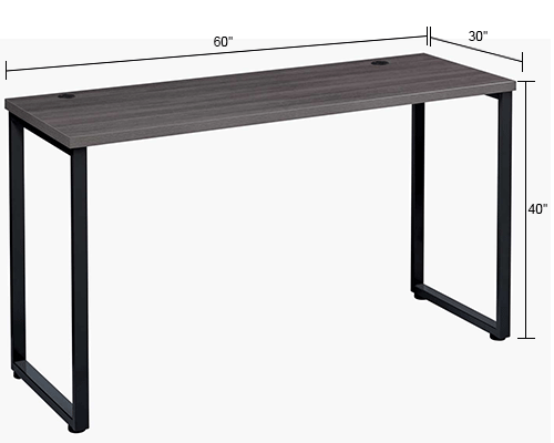 Open Plan Standing Height Desk - 60"W x 30"D x 40"H - Charcoal Top with Black Legs