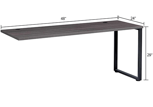Open Plan Return Desk - 48"W x 24"D x 29"H - Charcoal Top with Black Legs 
																			
