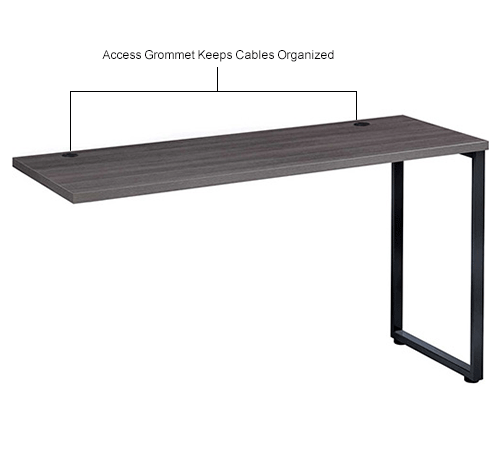Open Plan Standing Height Return Desk - 48"W x 24"D x 29"H - Charcoal Top with Black Legs 