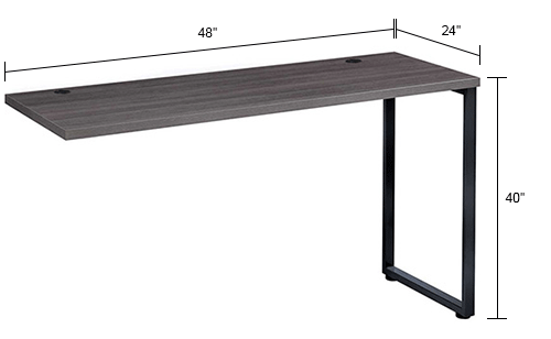 en Plan Standing Height Return Desk - 48"W x 24"D x 40"H - Charcoal Top with Black Legs 
																			