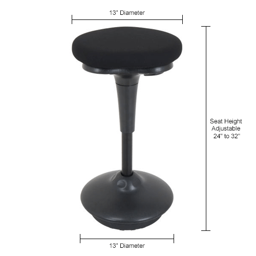Active Seating Stool - Fabric - 25"H - 33"H - Black