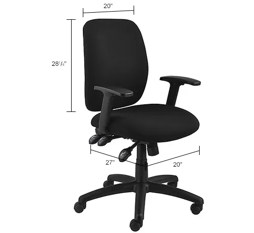 Interion Office Chair With Mid Back Adjustable Arms Fabric Black