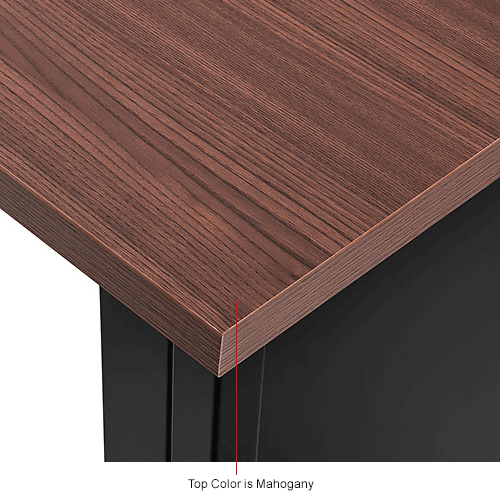 Interion® Steel Teachers Desk, 48"W x 30"D, Mahogany Top with Black Frame