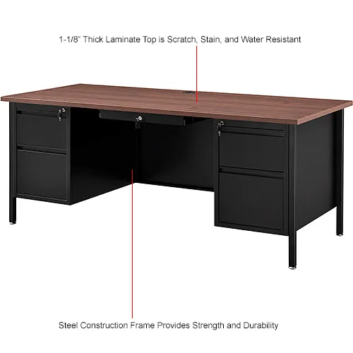 riさま Interion® Steel Teachers Desk, 72