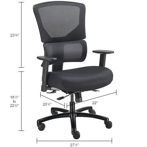 Interion® 24 Hour Mesh Back Chair w/ Mid Back & Adjustable Arms, Fabric,  Black