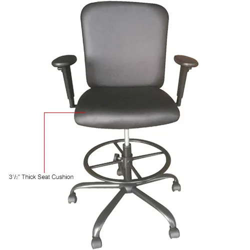 Interion® Antimicrobial PU Leather Big & Tall Drafting Stool, Black