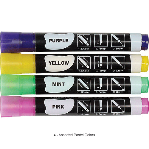 Global Industrial™ Wet Erase Chalk Markers - Pastels - Pack of 4
																			